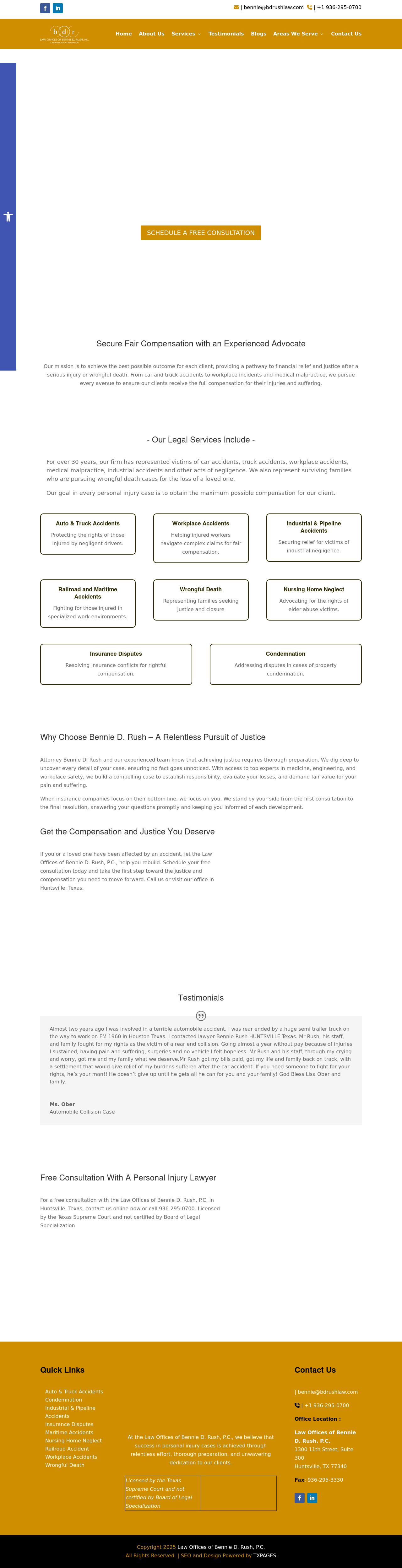 Law Offices of Bennie D. Rush, P.C. - Huntsville TX Lawyers