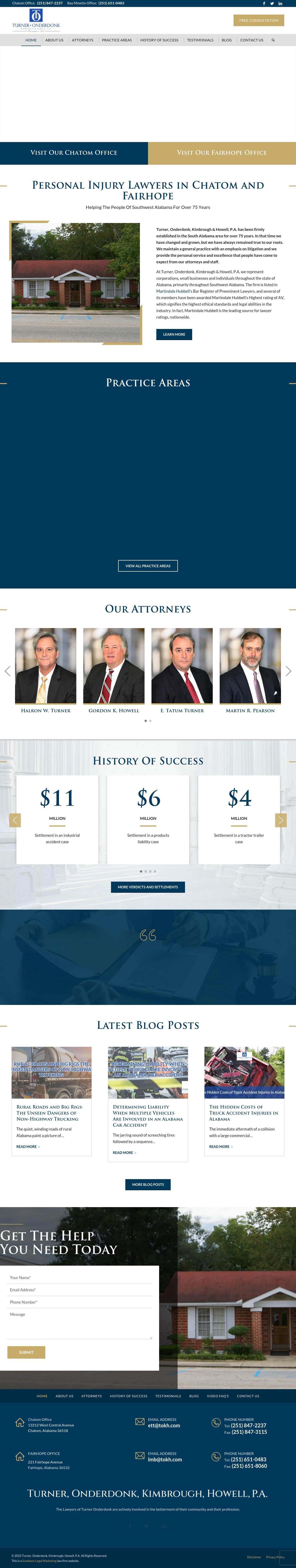 Turner, Onderdonk, Kimbrough, Howell, Huggins & Bradley, P.A. - Chatom AL Lawyers